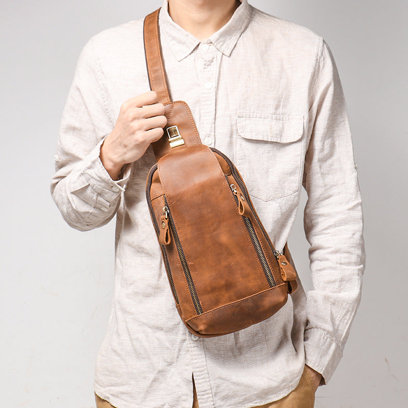 Crazy Horse en cuir pour hommes Sports Crossbody Bag