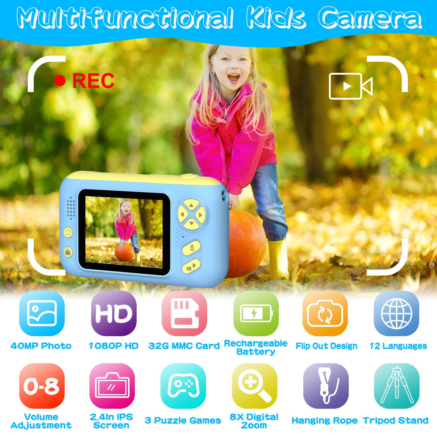 Caméra numérique 1Pc Kids avec objectif Flip Enfants Vidéo Caméscope Jouet de Noël Gif