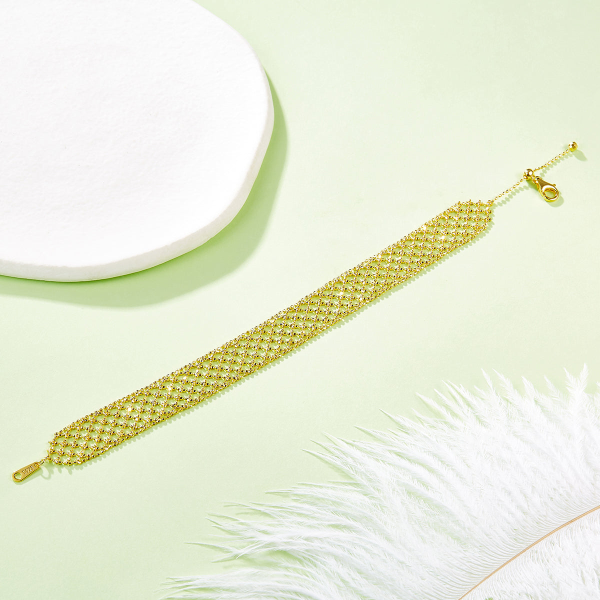 S925 Argent Sterling Hollow Mesh Bracelet pour femmes