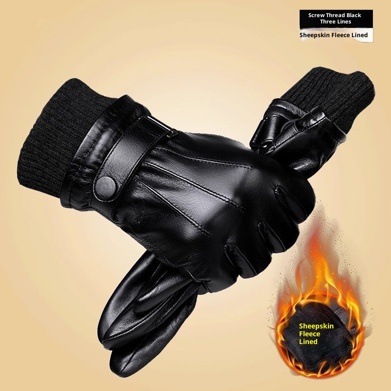 Gants en cuir véritable avec doublure en polaire pour une protection plus chaude et imperméable
