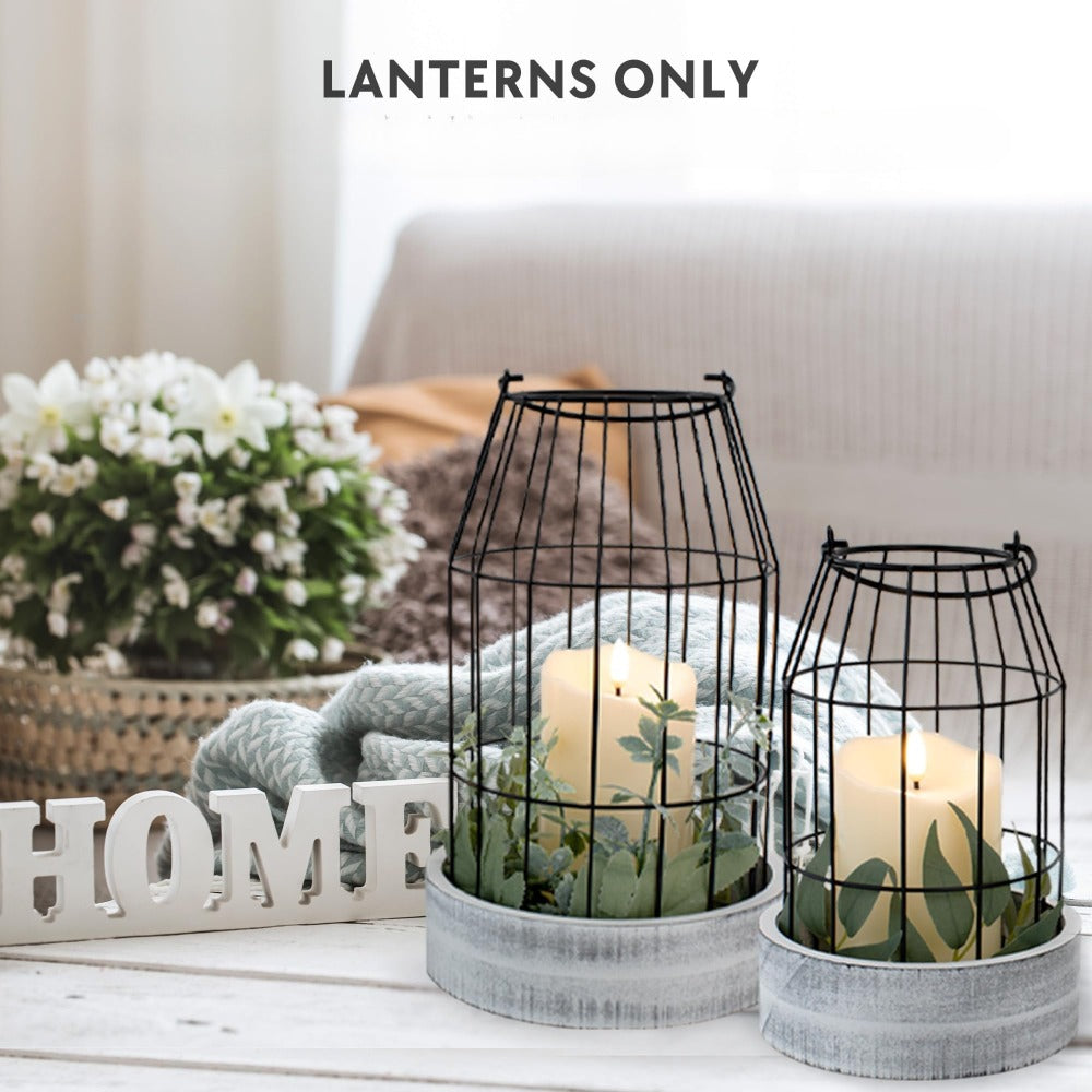 Set de lanterne rustique 2 pièces dans un style de maison de campagne – supports de bougie en bois blanc et