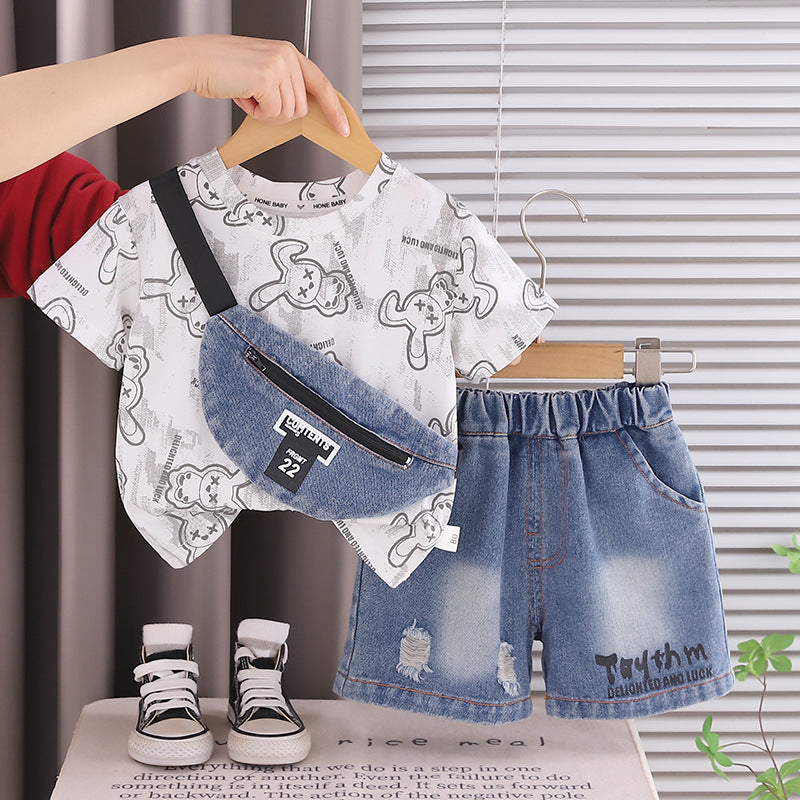 Garçons d'été À manches courtes Enfants Porter un short en lapin à deux pièces