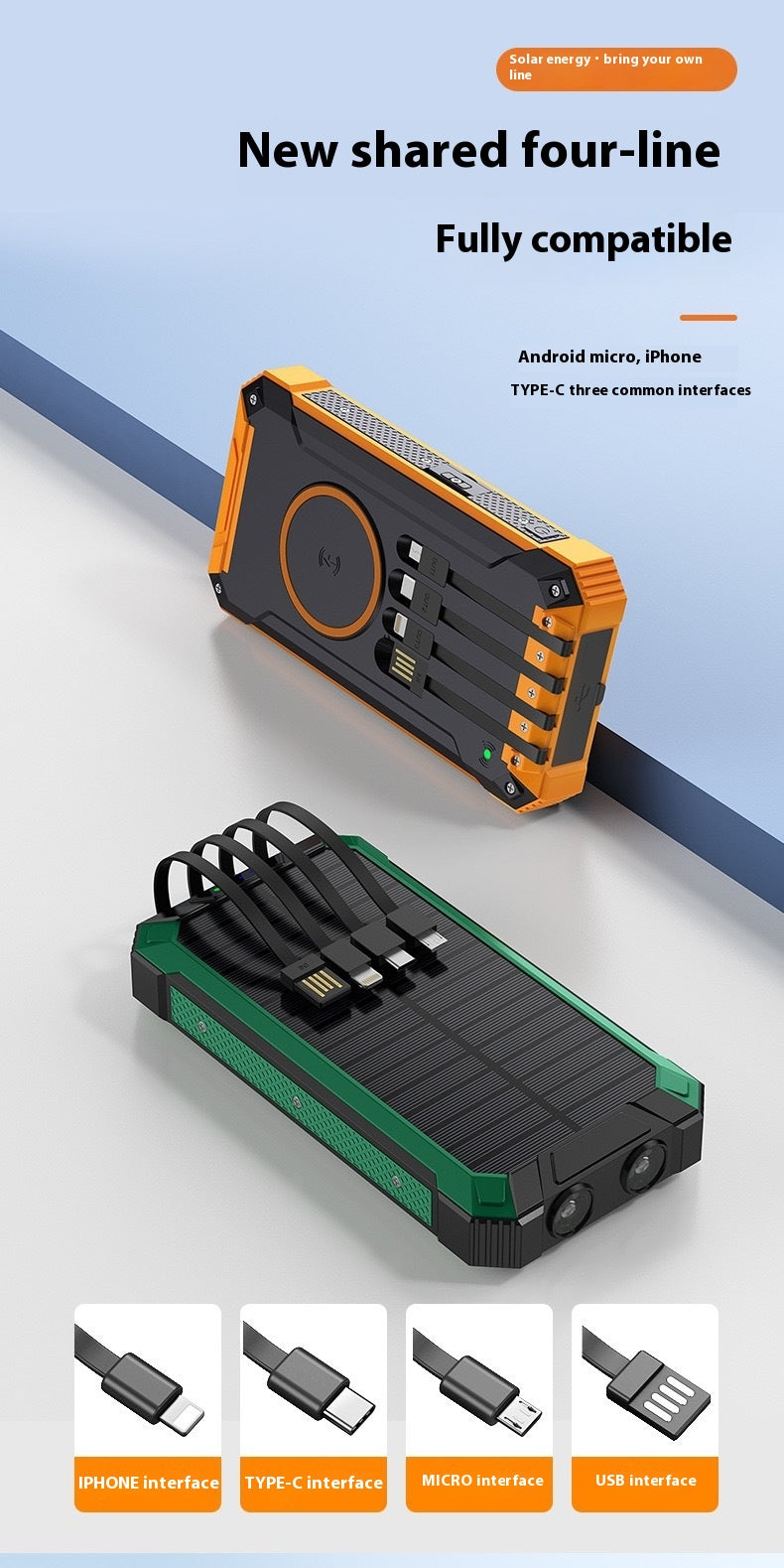 Outdoor Solar Wireless High-Capacity Power Bank