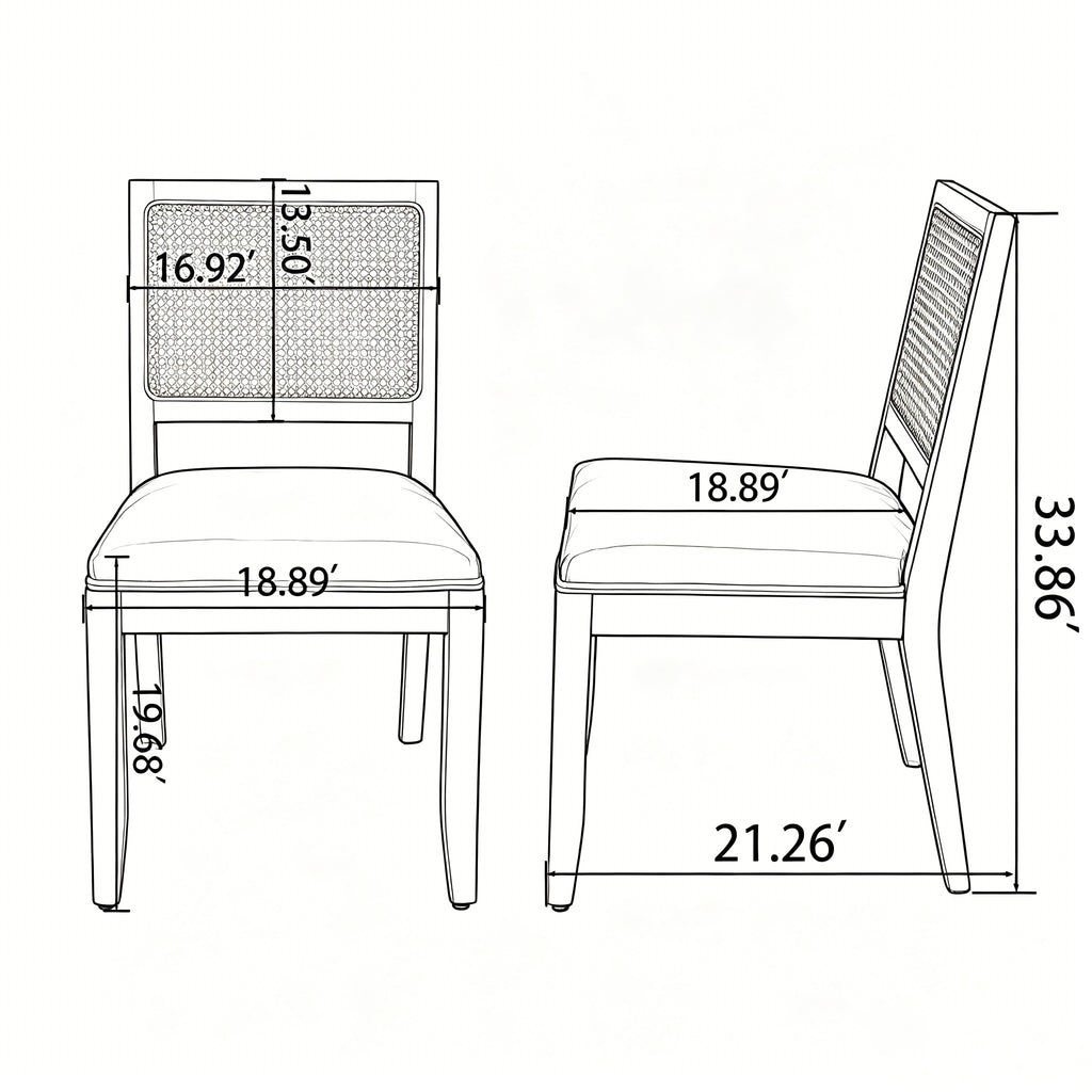 Agritourisme Rattan Chaises à manger Ensemble de 2