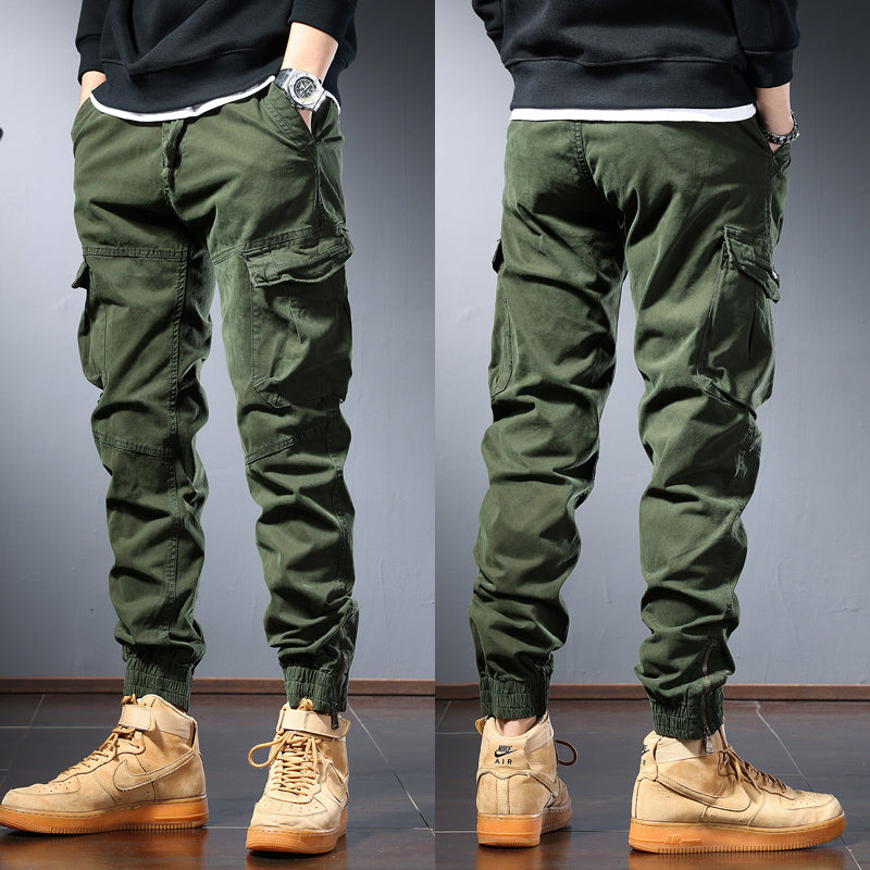 Pantalon casual en coton couleur solide pour homme