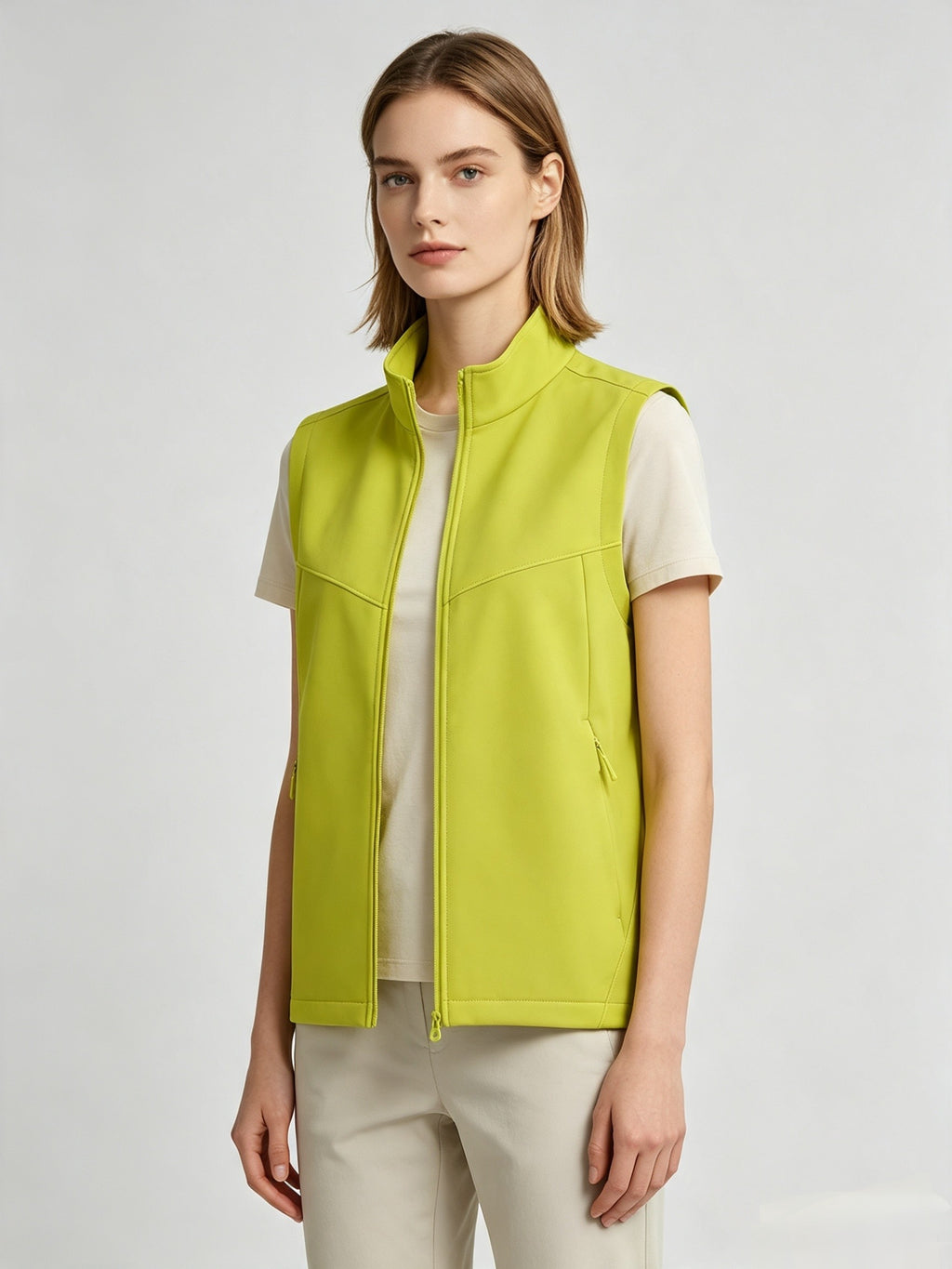 Hommes Femmes Couples Softshell Vest Stand Collar Zip Up Outdoor Sleeveless Jacket Windproof W