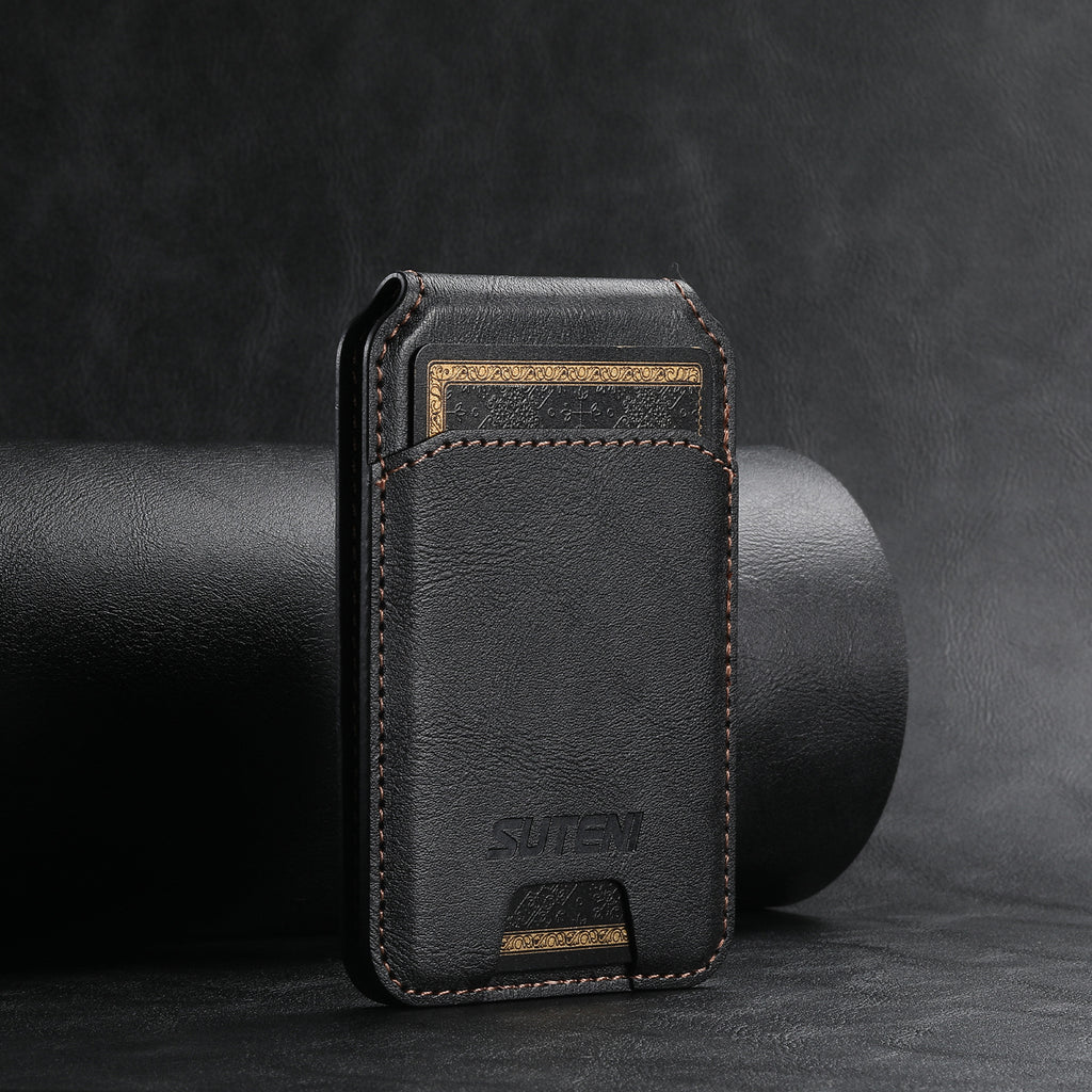 Support de carte magnétique pour téléphone universel Android MagSafe Magnetic Ring PU Leather