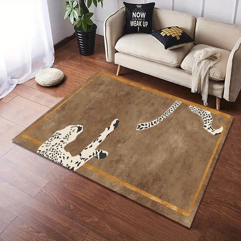 Tapis de velours en cristal retro Léopard américain