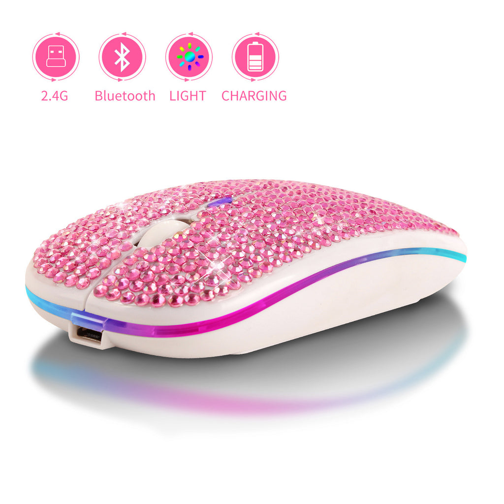 Bureau rechargeable Mute Crystal Strass Mouse