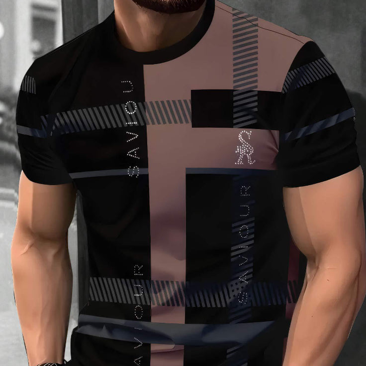 T-shirt homme à manches courtes Business Casual Series Impression numérique 3D