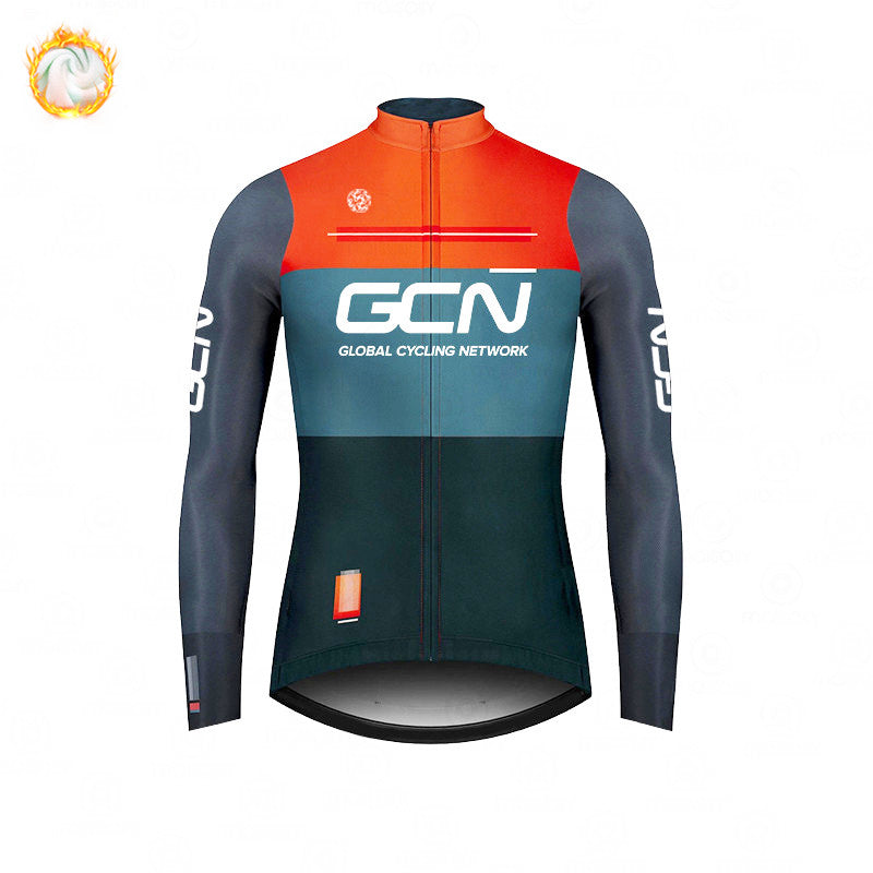 GCN Fleece Long Sleeve Cycling Jersey Cycling Jersey Running Winter Series
