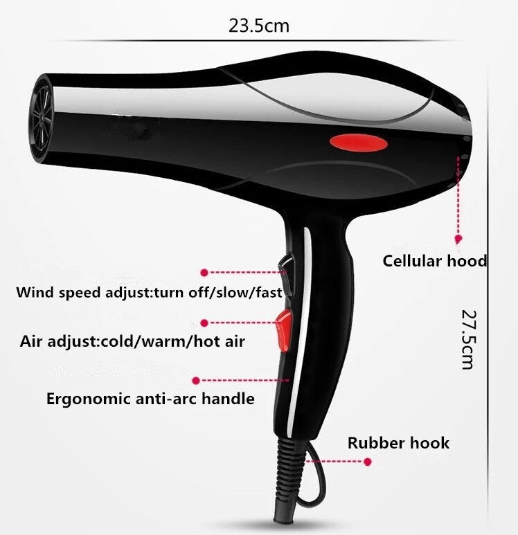 2200W Professional Style Hair Dryer Concentrator Blower Pro Salon Heat UK