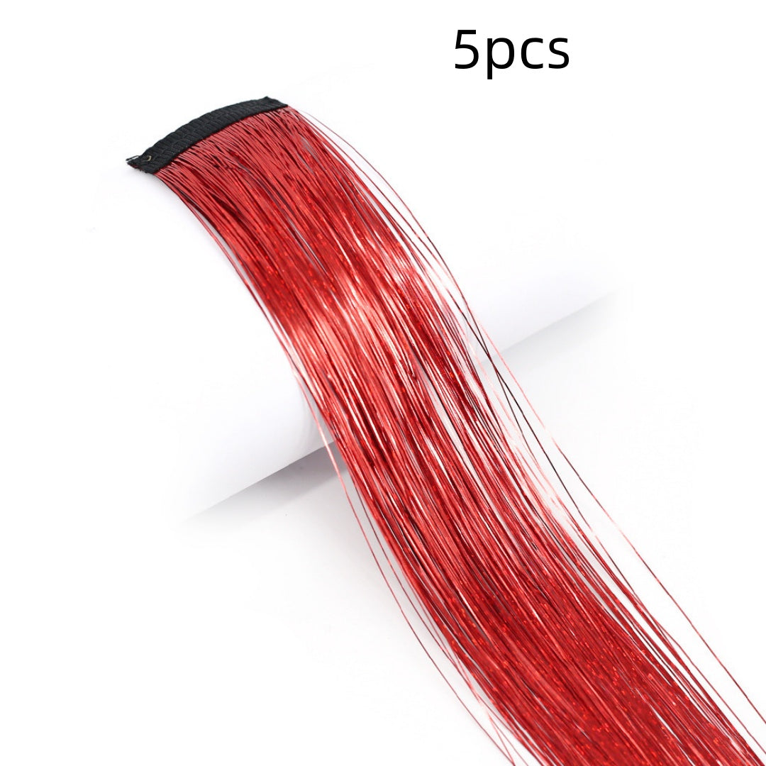 BB Clip-in Golden-Thread Perruque Shimmering Rainbow Extensions de cheveux