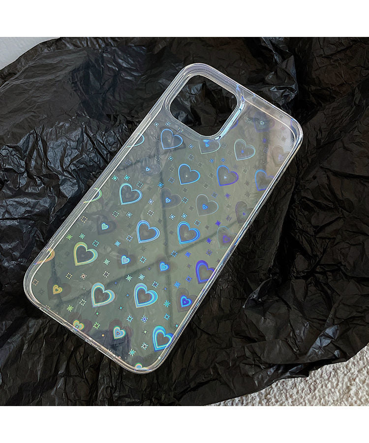 Laser Double coloré amour transparent cas de téléphone