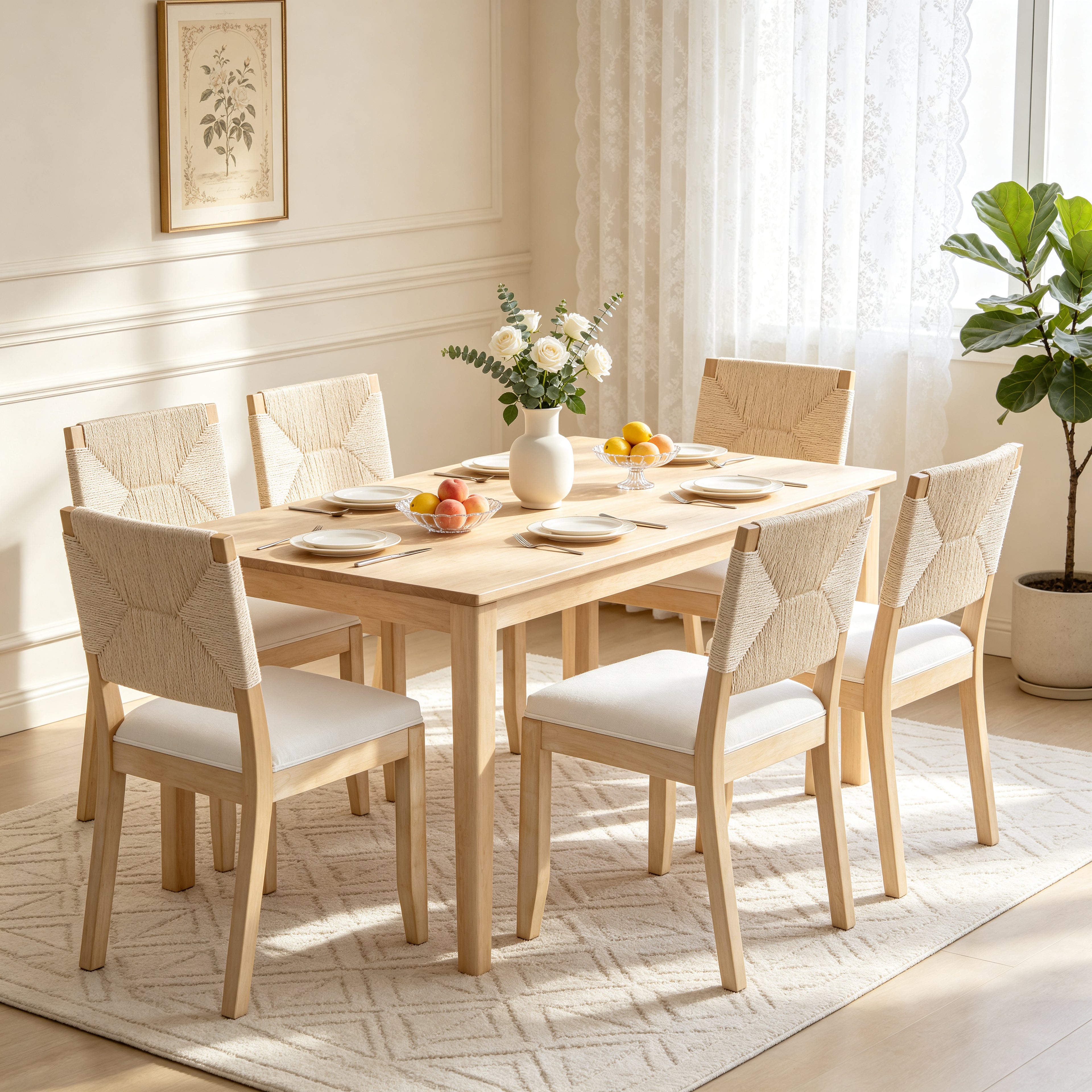 Chaises à manger à la campagne française Ensemble de 2