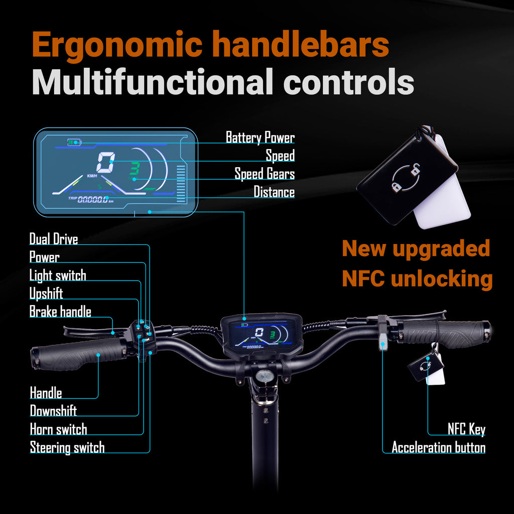 X5 Pro 3000W 60V 40Ah 11 pouces hors route Scooter électrique avec NFC
