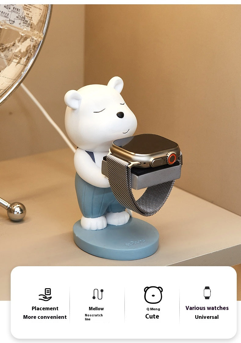 Wowu Original Design Bear Watch Charger Bracket Cartoon Ornements de literie anti-perte