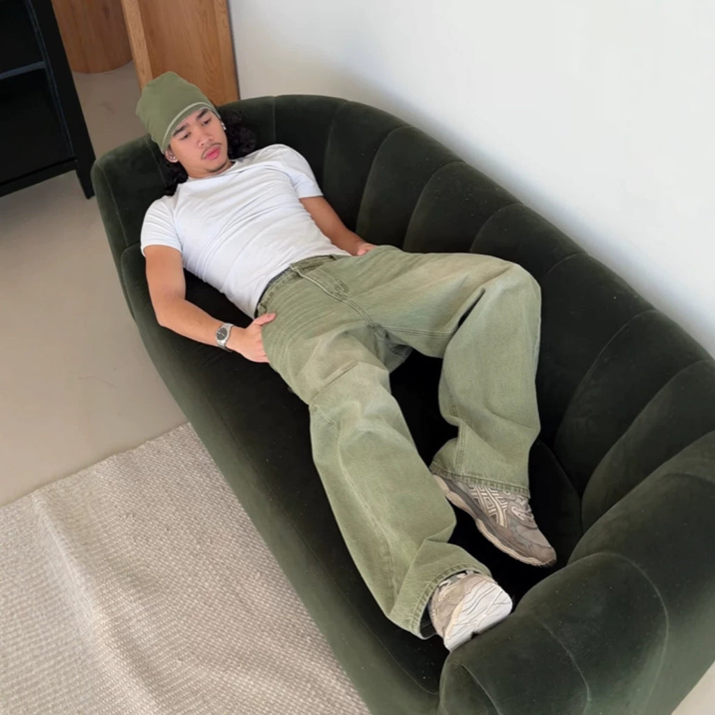 Matcha Vert Jambe droite Pantalons à coupe molle