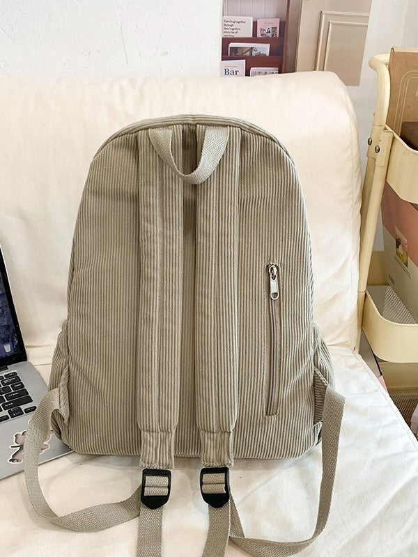 Sac à dos Corduroy de style Harajuku pour les cours de collège
