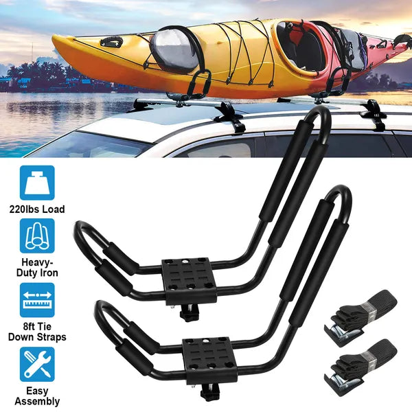 1 paire Universal J-Bar Kayak Carrier 220LBS Voiture de canot lourd de chargement Top Mount Carrier Ro