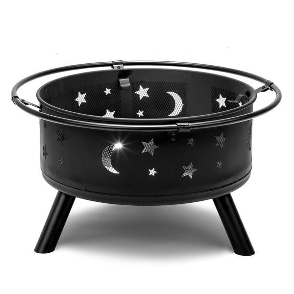 30IN Plaque de feu en métal noir
