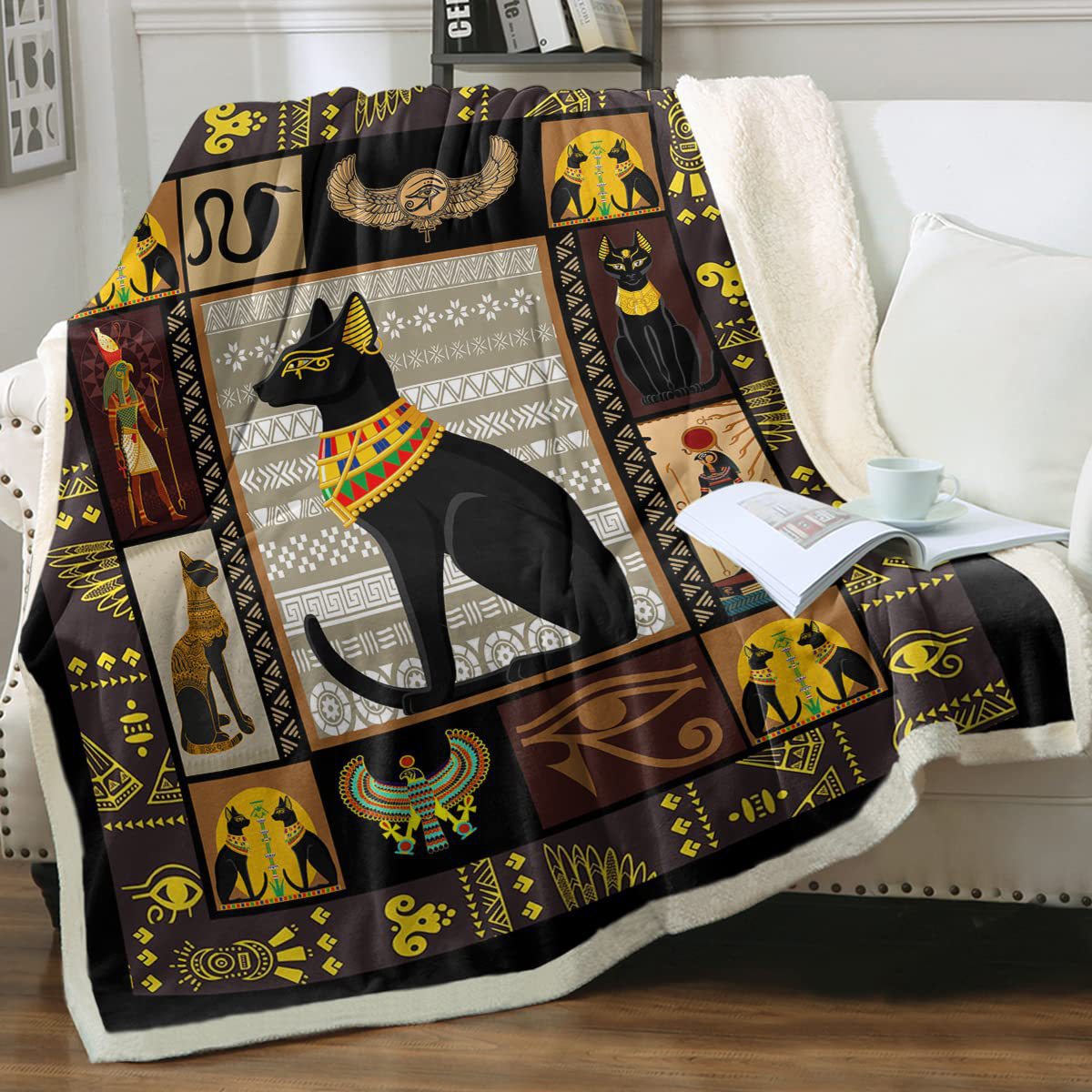 Cat Sherpa Blanket Animal Pattern Printing Enfants double couche