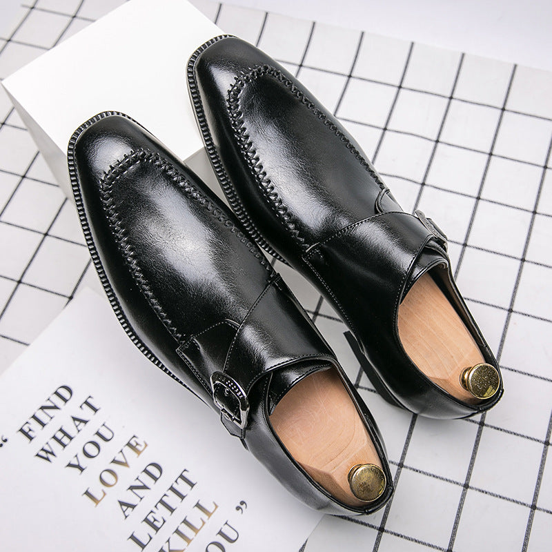 Printemps et automne Mode carré Buckle Robe Basse coupe Chaussures en cuir