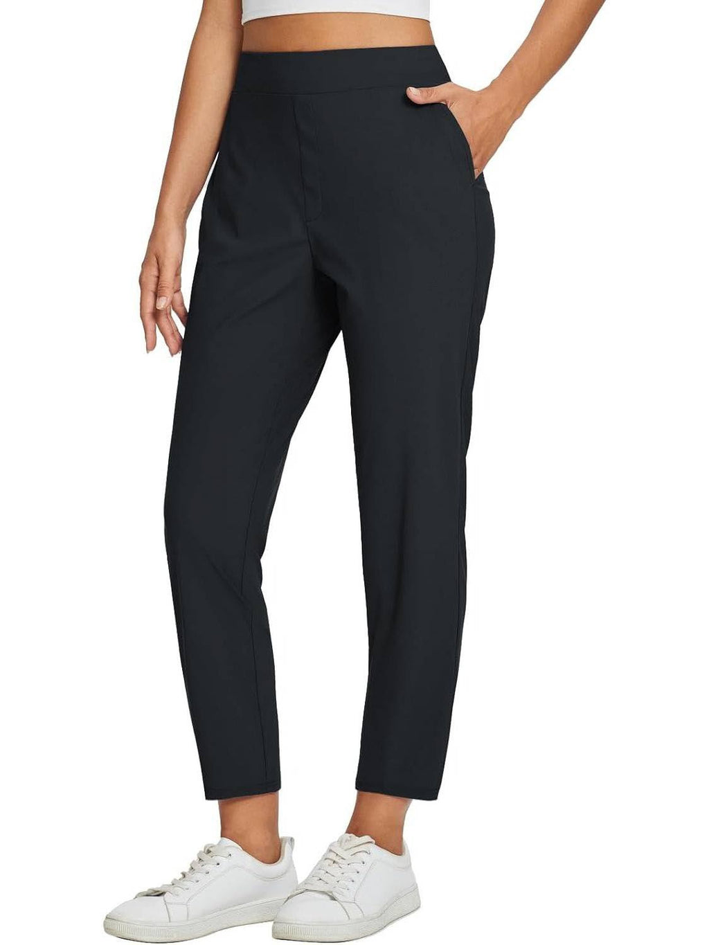 Pantalon casual de poche élastique à haute portée pour femmes d'été