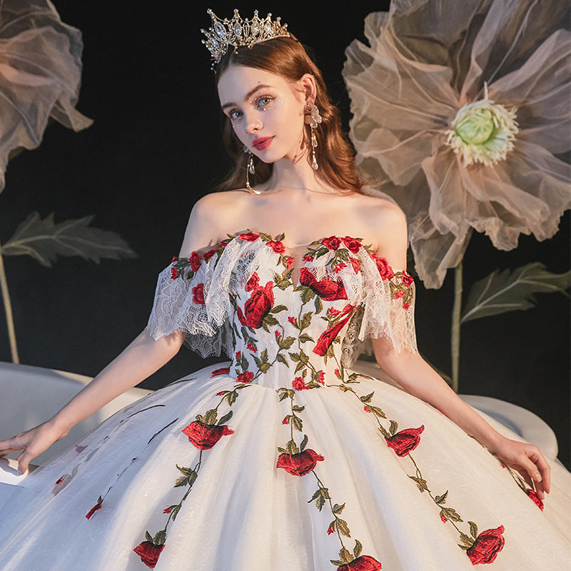 Tempérament Bride Bra Trailing Mori Style Robe de mariée