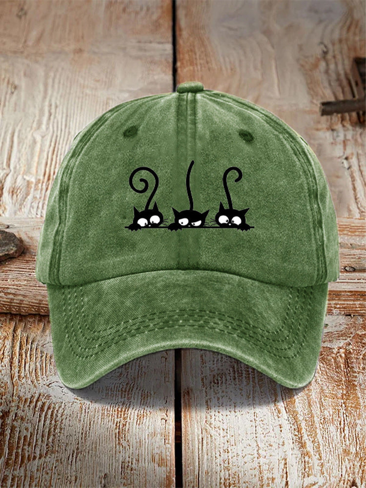 Chapeau imprimé en coton lavé Style distrait Hommes Vintage