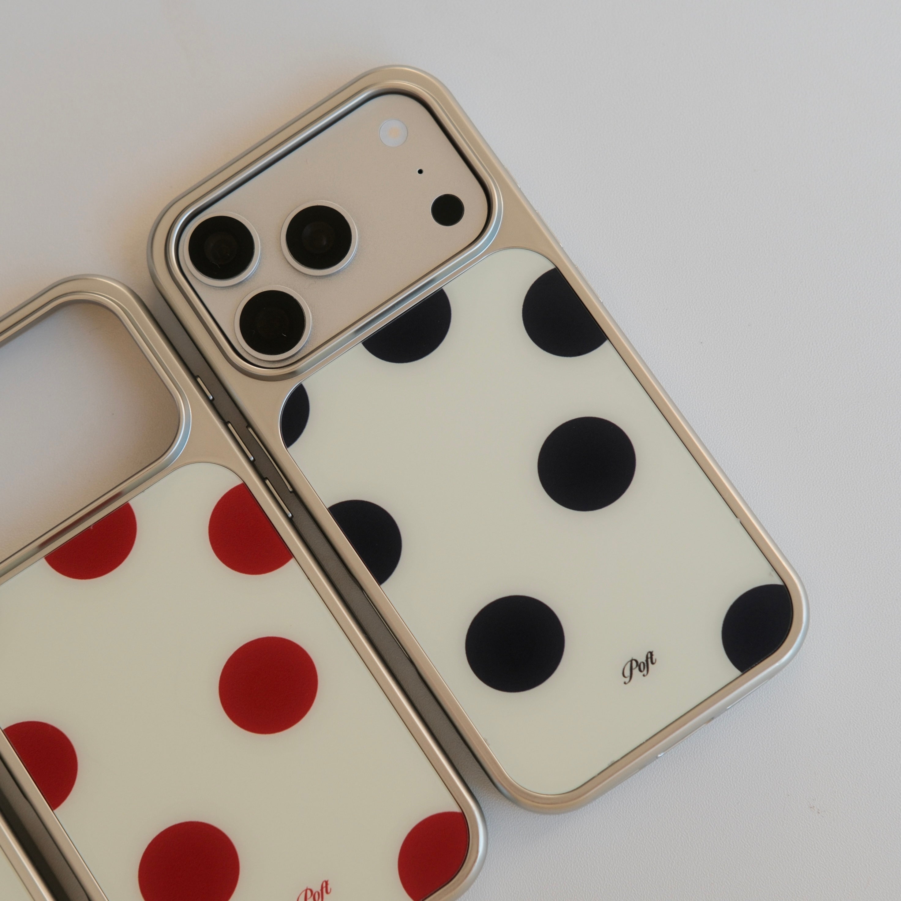 Boitier de téléphone magnétique en verre givré rétro-polka-point