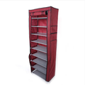 10 calques 9 grilles Non-tissé tissu Cabinet de chaussures Vin rouge Couleur