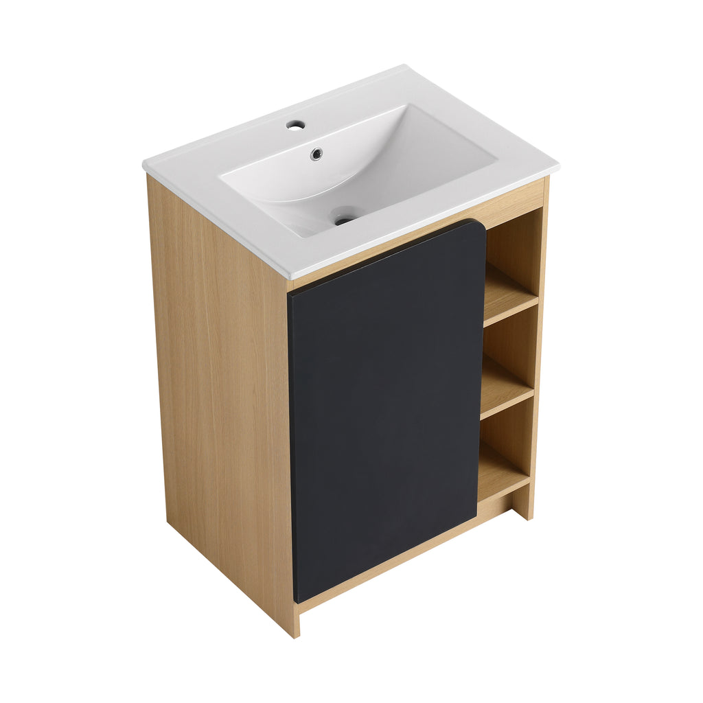 Vanité de salle de bain autonome de 24" avec évier en céramique mince