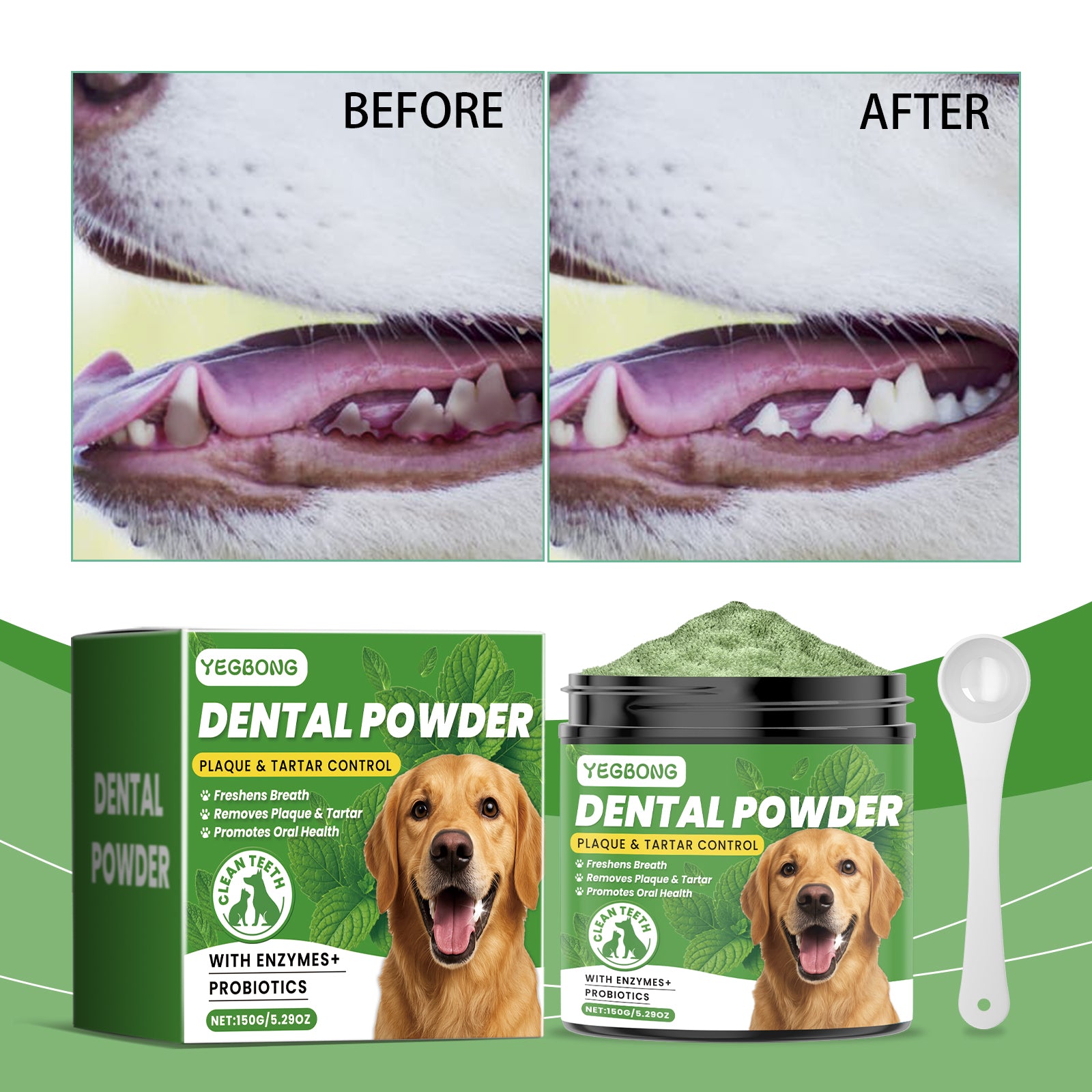 Poudre de nettoyage de dents de chien