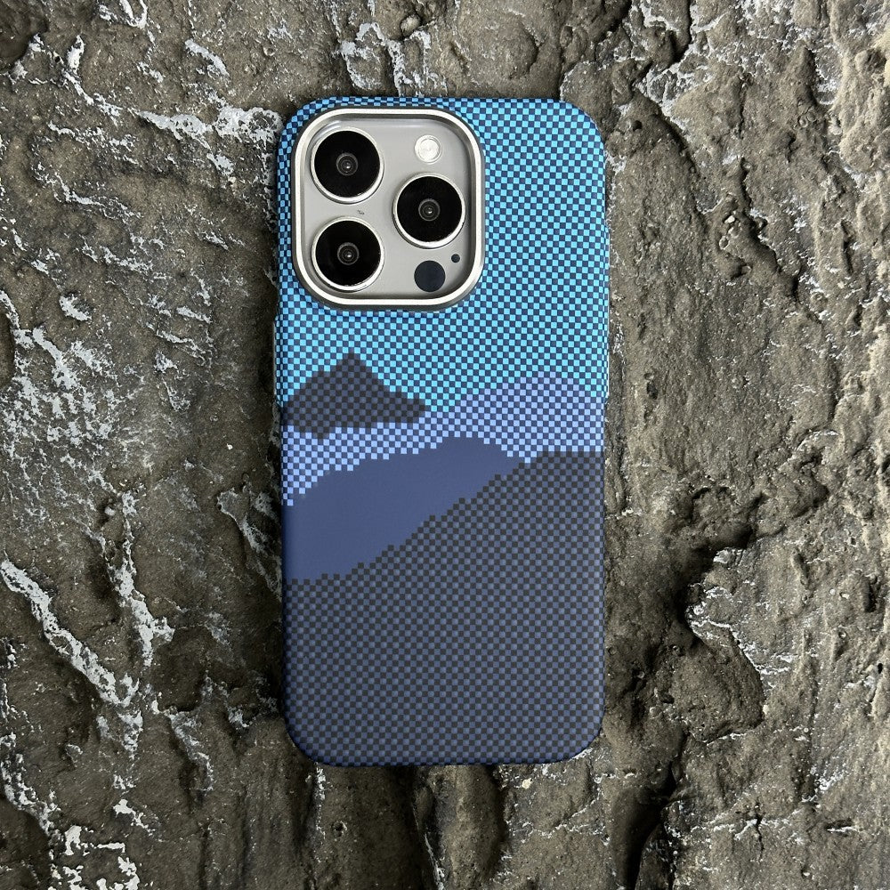 Case de téléphone Kevlar Carbon Fibre motif aspiration magnétique