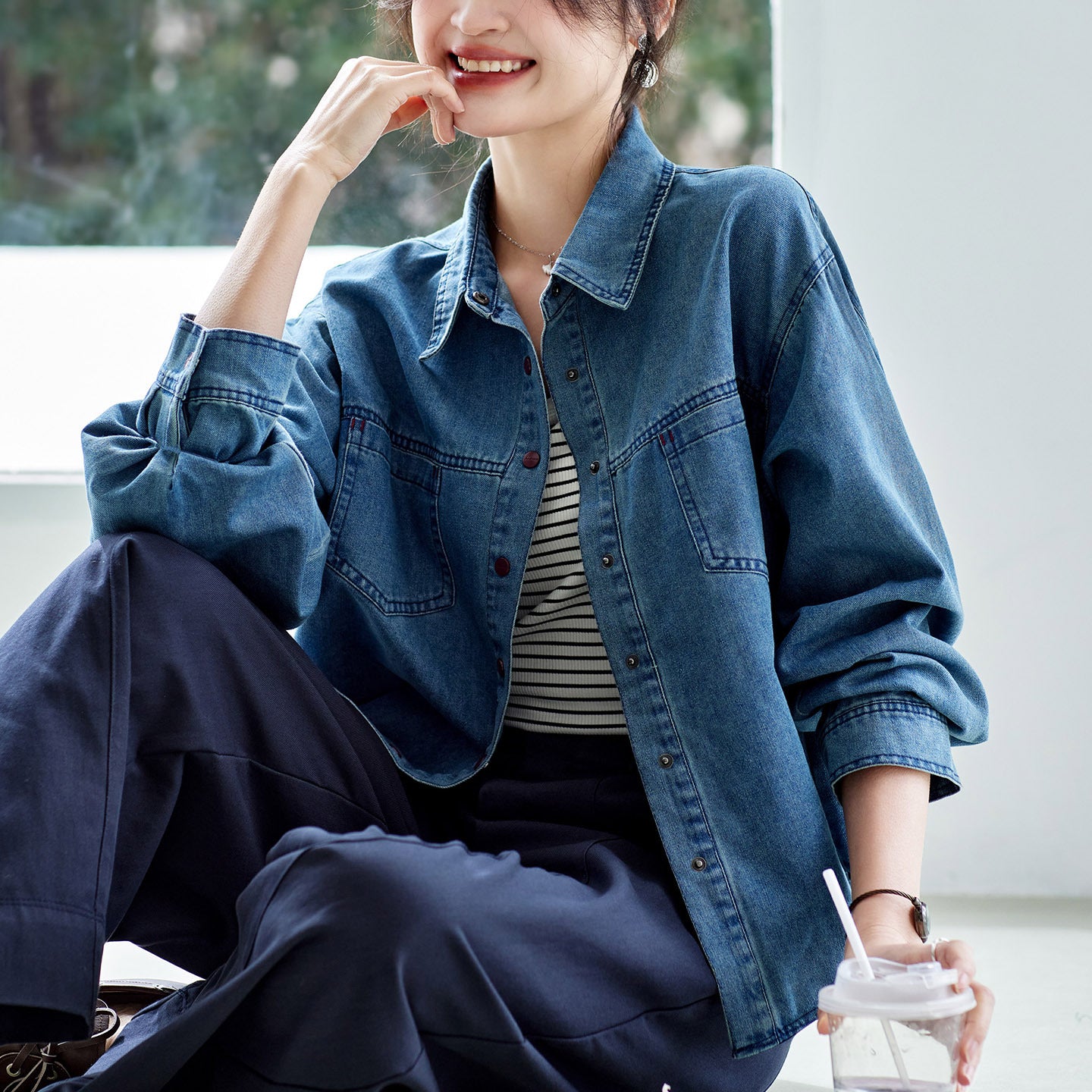 Blouse femme élégante et polyvalente pour vêtements de dessus