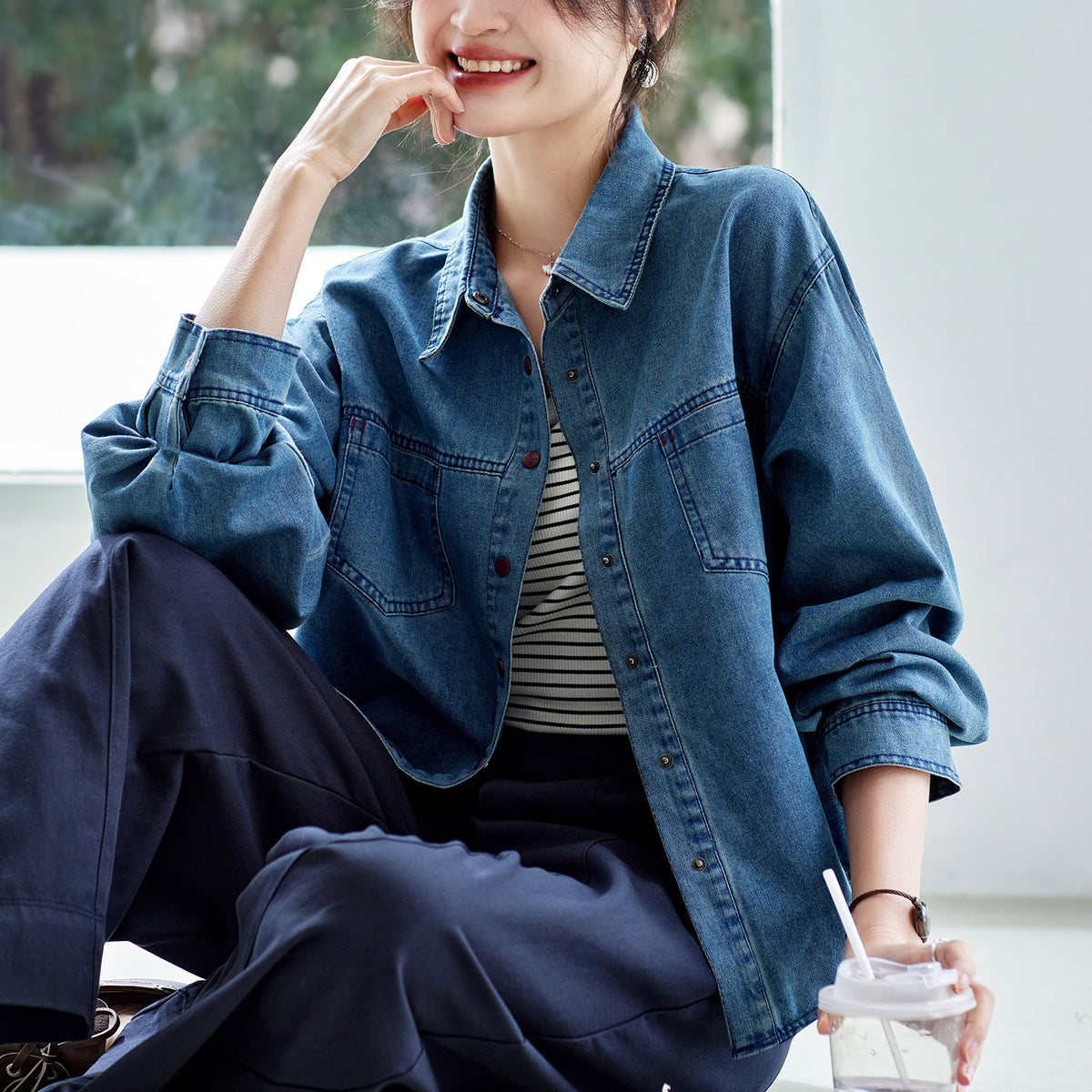 Blouse femme élégante et polyvalente pour vêtements de dessus