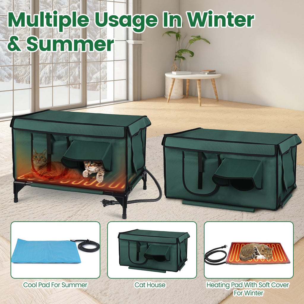 1Pc Maison de chat chauffée à l'eau extérieure Insonorisée à l'épreuve des intempéries Kitty Shelter Feral Cat Hea