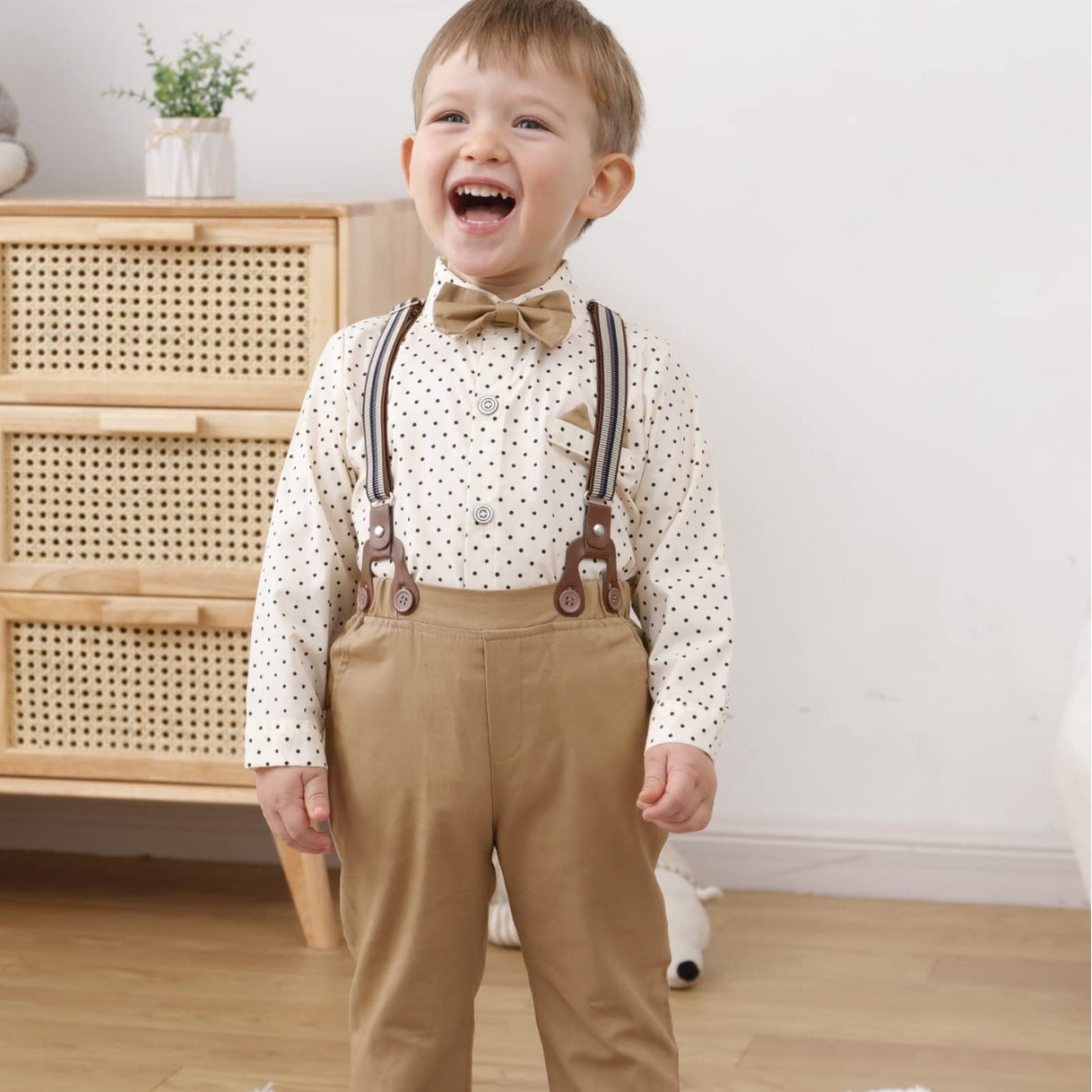 Chemise à manches longues et pantalons longs pour garçons Ensemble de trois pièces