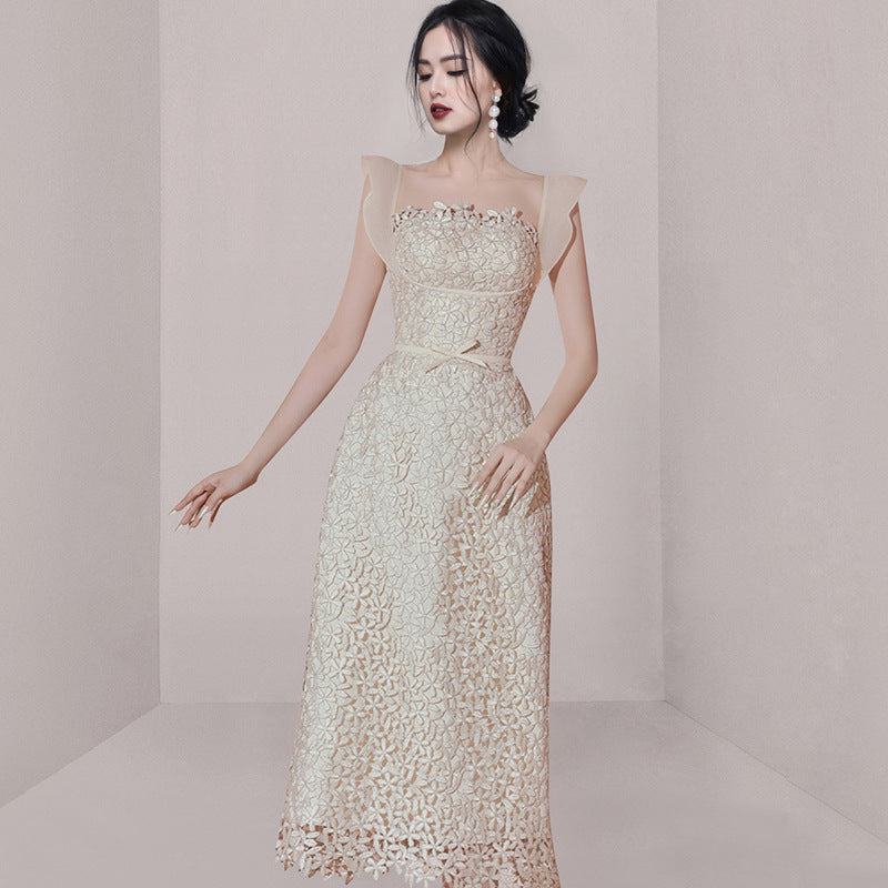 Petit groupe Temperament Patchwork Dentelle Robe haute taille