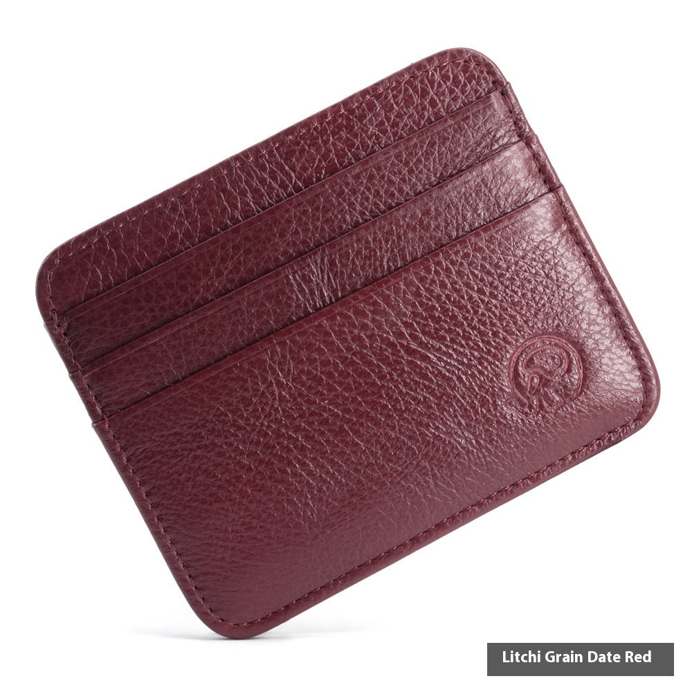 Petit éléphant rond Premier calque Coin de vache Purse véritable support de carte en cuir
