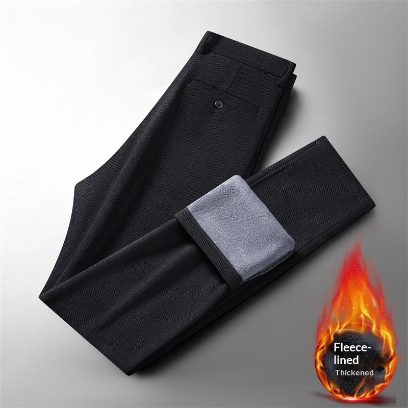 Pantalons pour hommes Corduroy pour l'automne d'hiver Style d'affaires droit pour hommes d'âge moyen