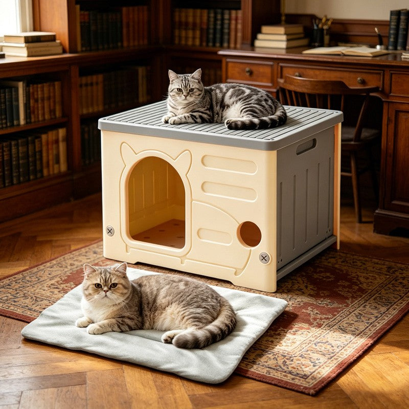 Cat House Cave All-Weather Outdoor Insulated Waterproof Pet Kennel Shelter UK