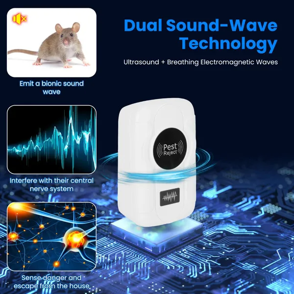 Répulsif d'insectes ultrasoniques 6-pack - Dual Sound-Wave Tech