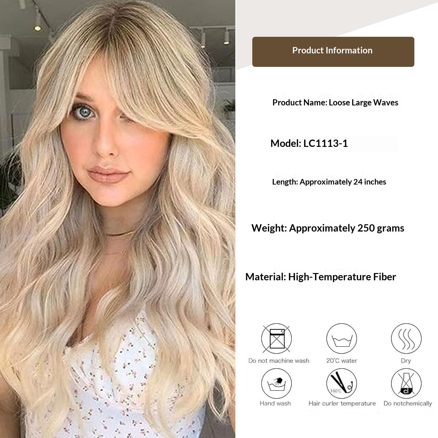 Gradient Gold Figure-huit Bangs avec de grandes vagues