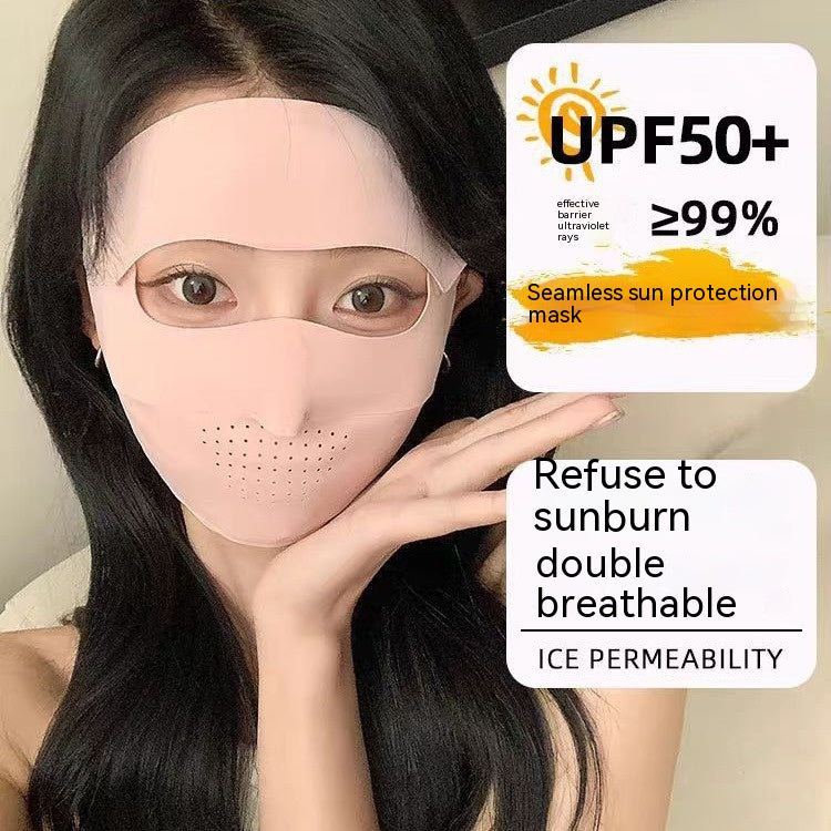 Facekini Masque plein visage écran solaire Respirant mince soie glacée