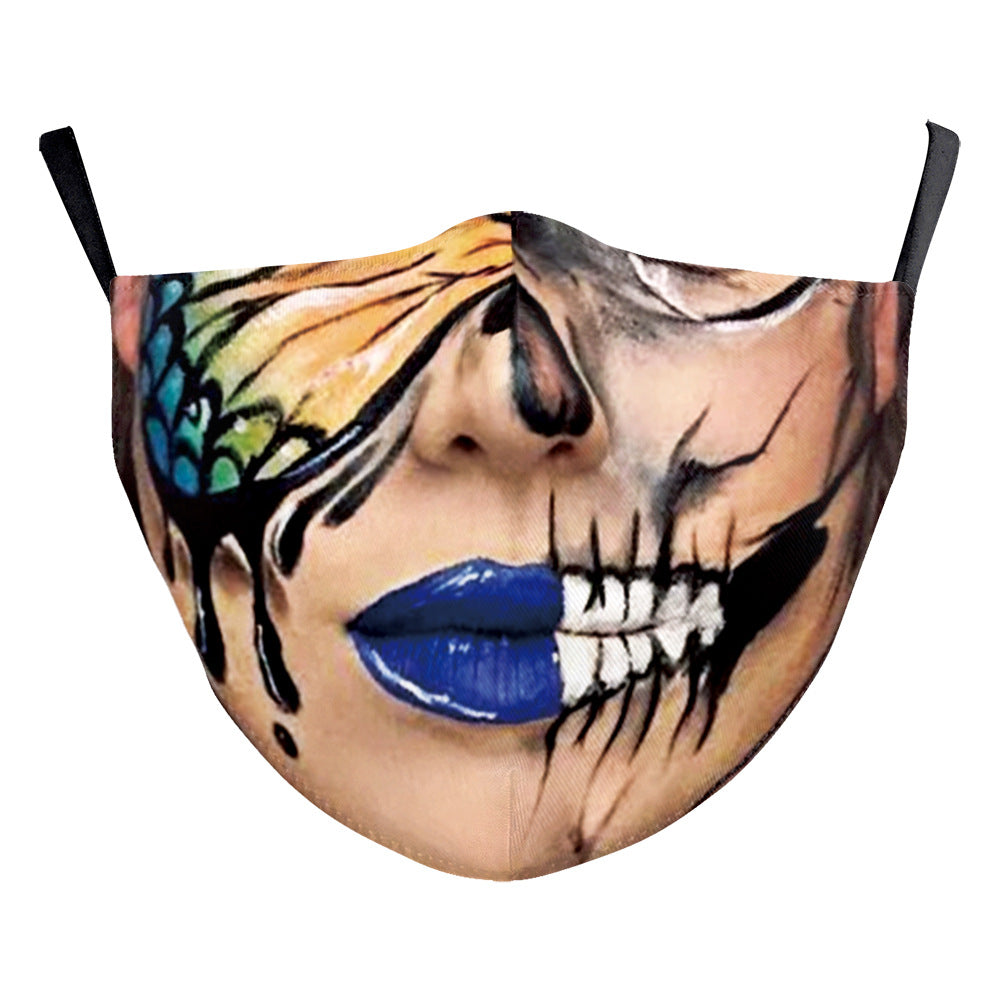 Halloween impression numérique drôle Horreur visage double couche masque de poussière