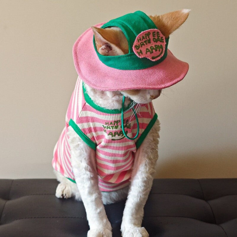 Vêtements pour chats T-shirt rayé mince Veste