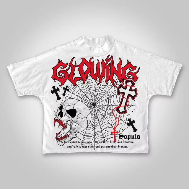 T-shirt imprimé en coton rétro pour hommes