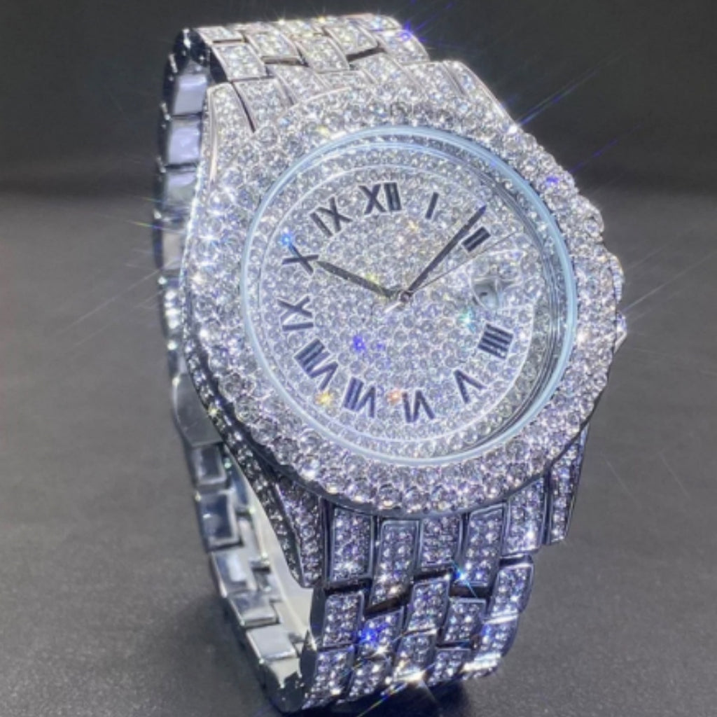 Full Diamond High End Calendrier Montres Quartz Hommes Montres Messieurs